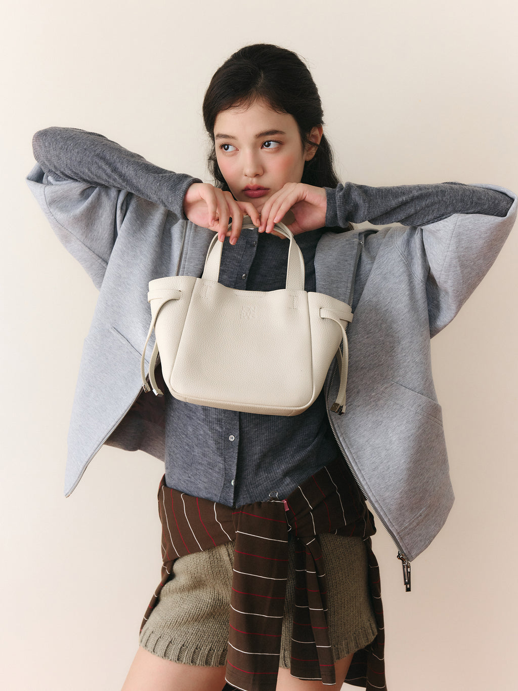 Genuine Leather Market Basket Bag