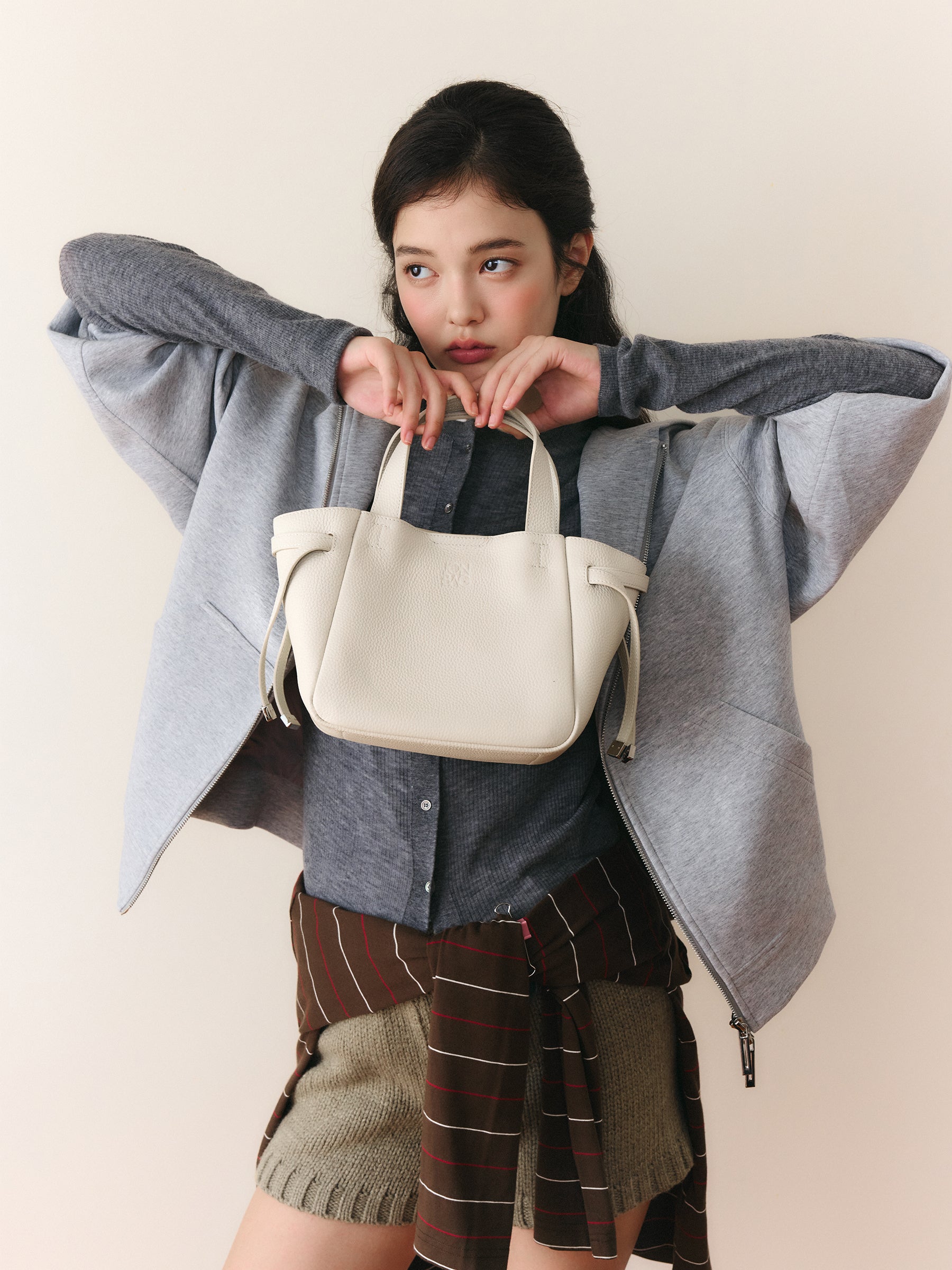 Genuine Leather Market Basket Bag