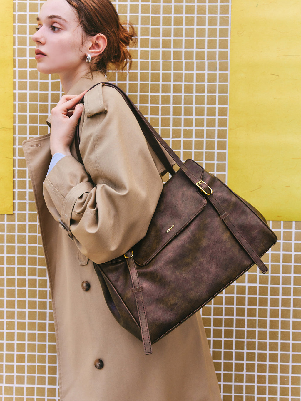 Burnished Briefcase-brown
