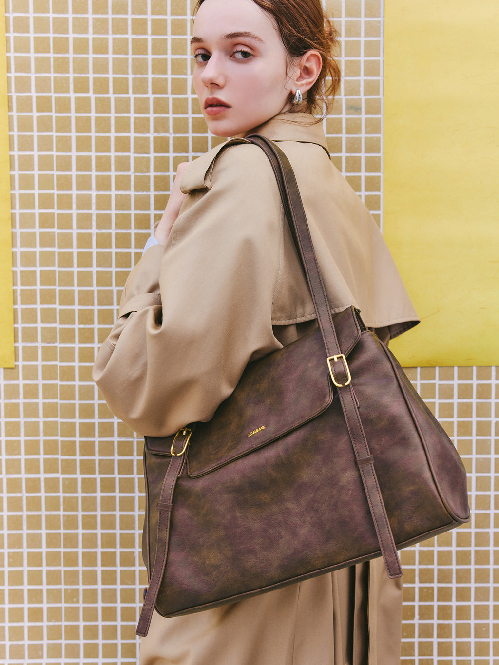 Burnished Briefcase-brown