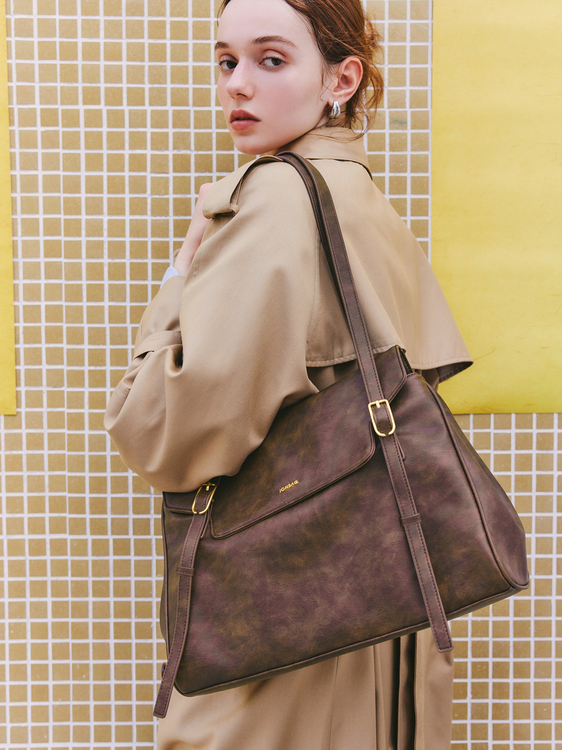 Burnished Briefcase-brown