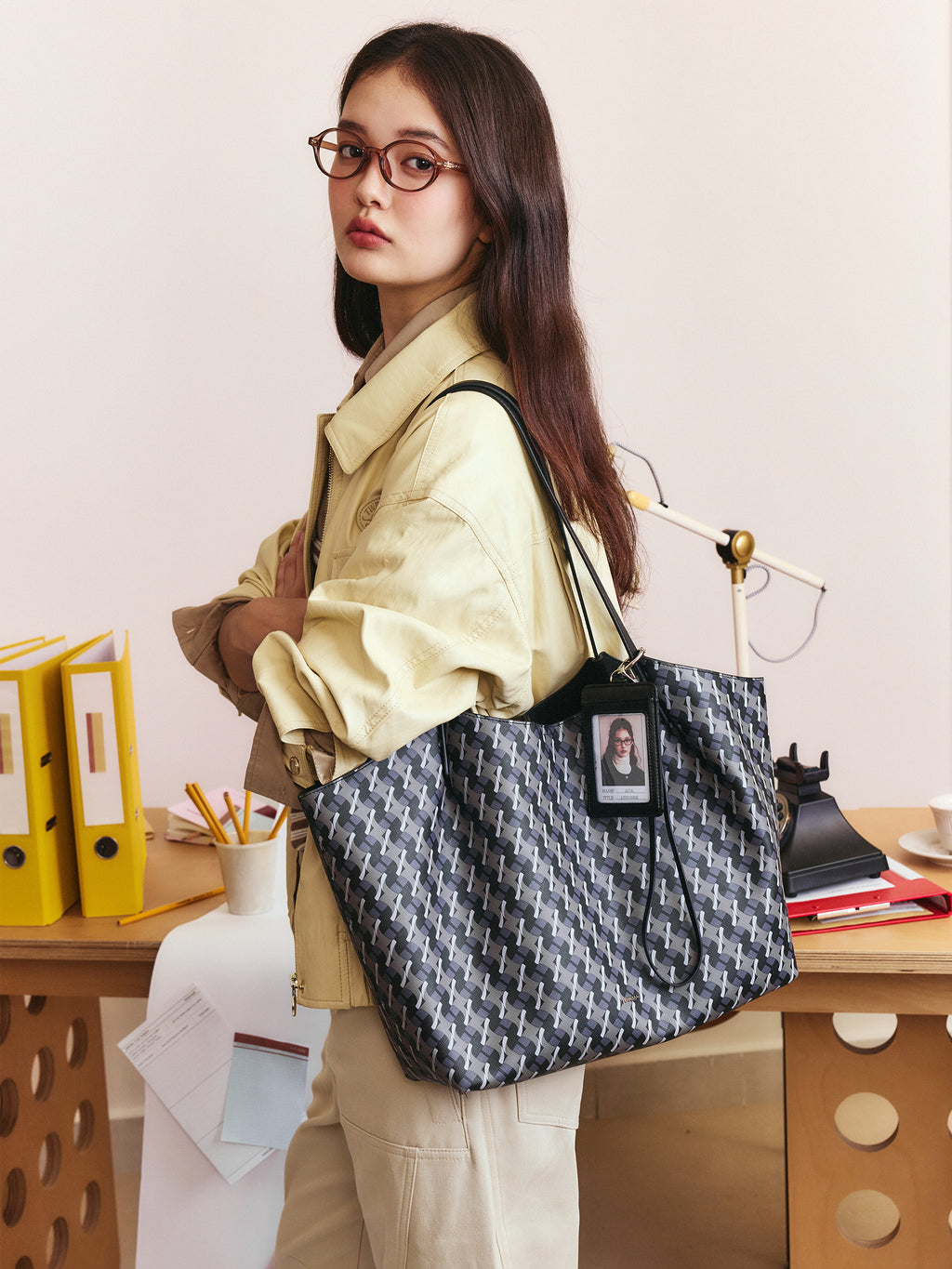 Geometric Monogram Tote Bag