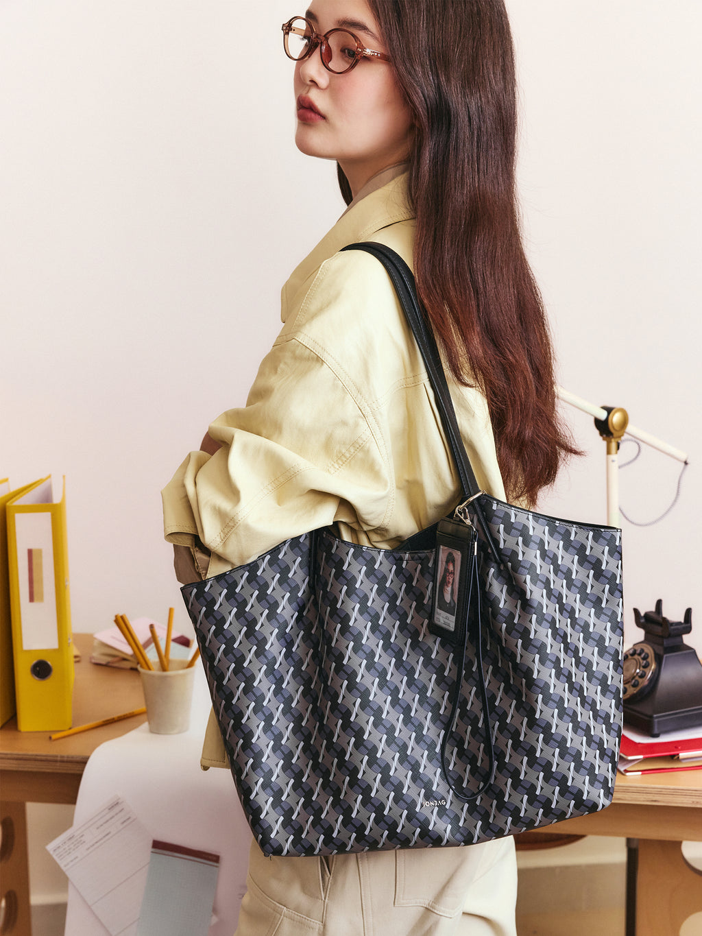 Geometric Monogram Tote Bag