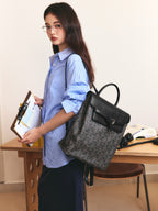 Geometric Monogram Backpack with Pin Buckle