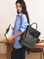 Geometric Monogram Backpack with Pin Buckle