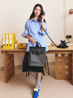 Geometric Monogram Backpack with Pin Buckle