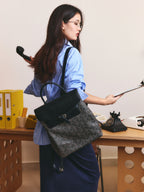 Geometric Monogram Backpack with Pin Buckle