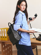 Geometric Monogram Backpack with Pin Buckle