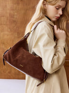 Leather Hobo Bag with Ring Buckle