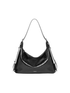 Leather Hobo Bag with Ring Buckle