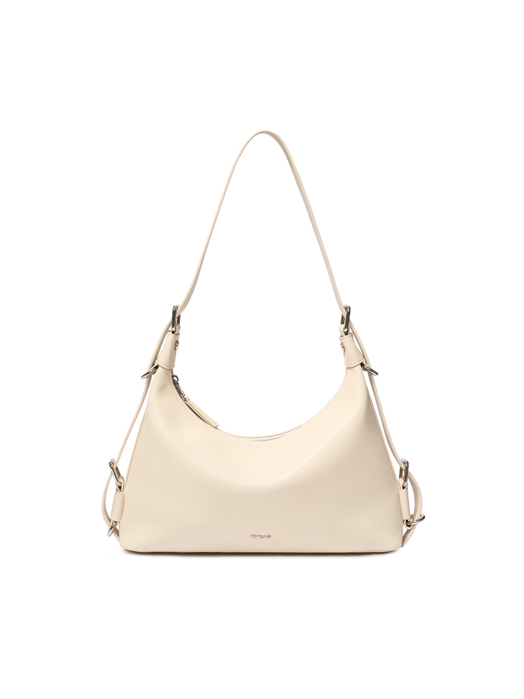 Leather Hobo Bag with Ring Buckle