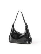 Leather Hobo Bag with Ring Buckle