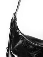 Leather Hobo Bag with Ring Buckle