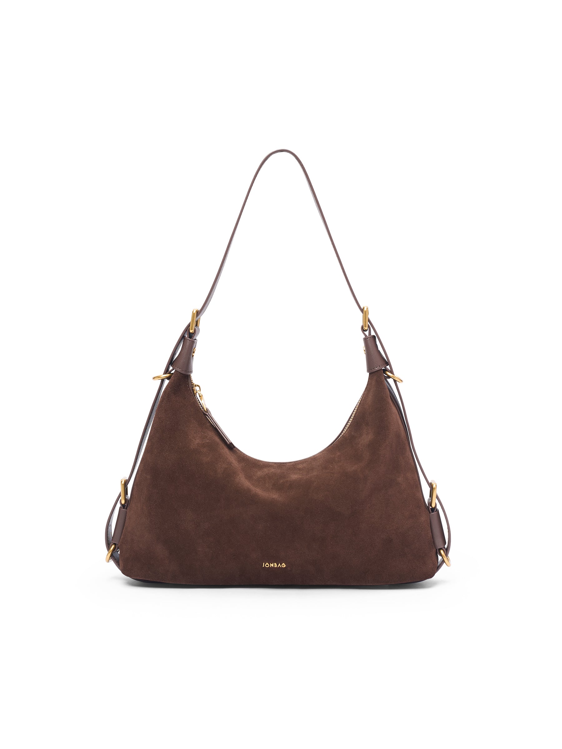 Leather Hobo Bag with Ring Buckle