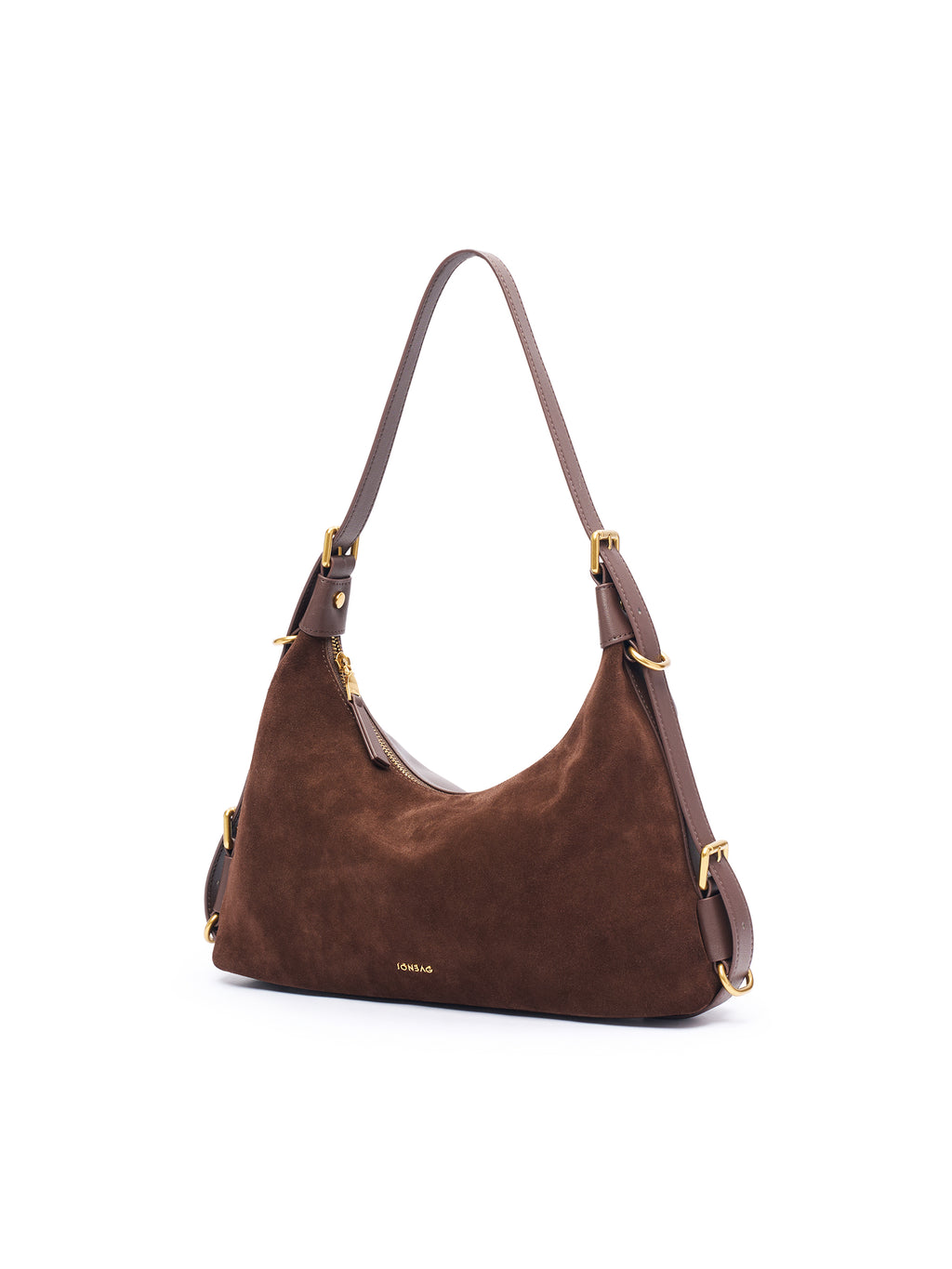 Leather Hobo Bag with Ring Buckle