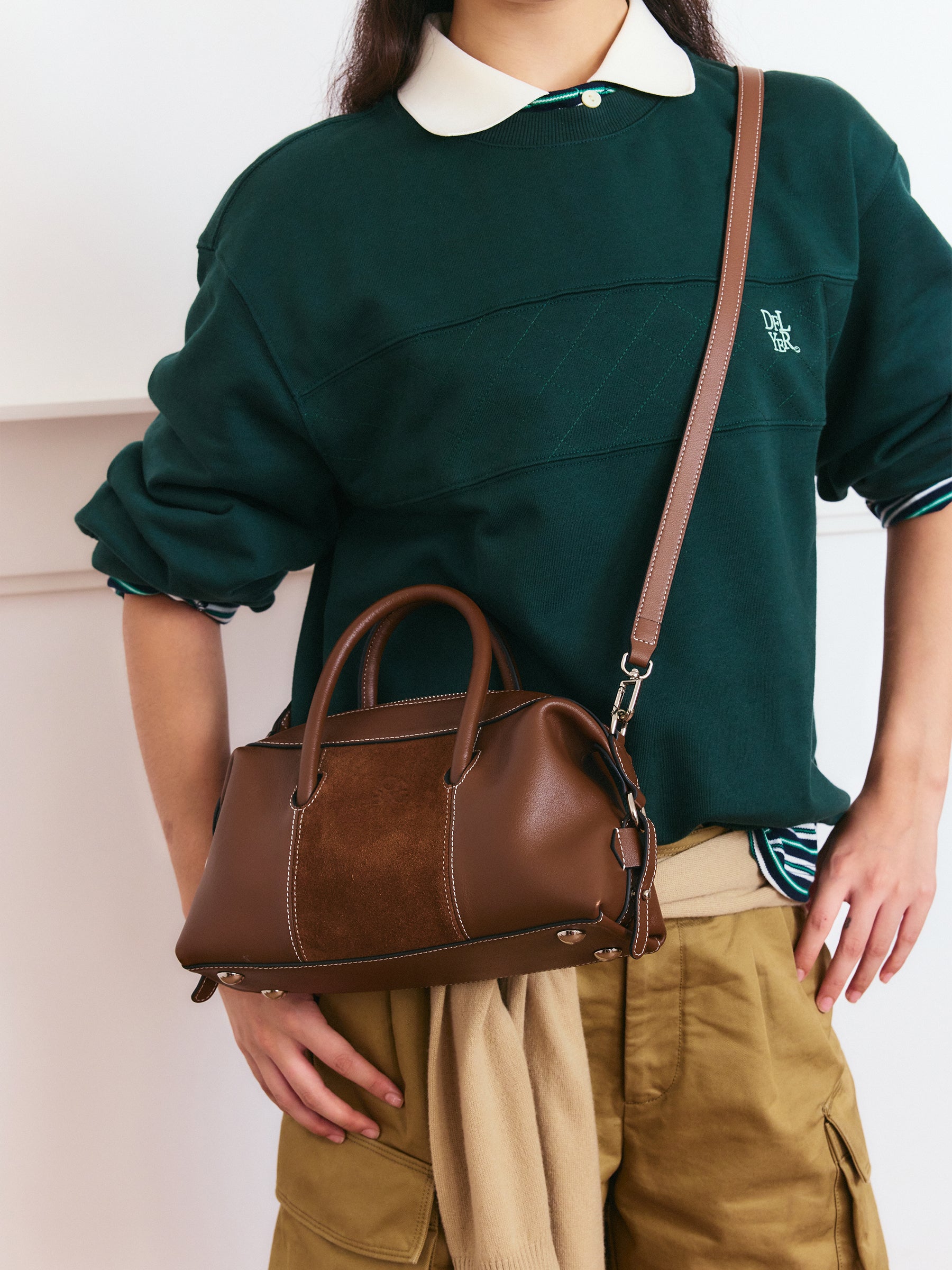 Vintage Genuine Leather Boston Bag