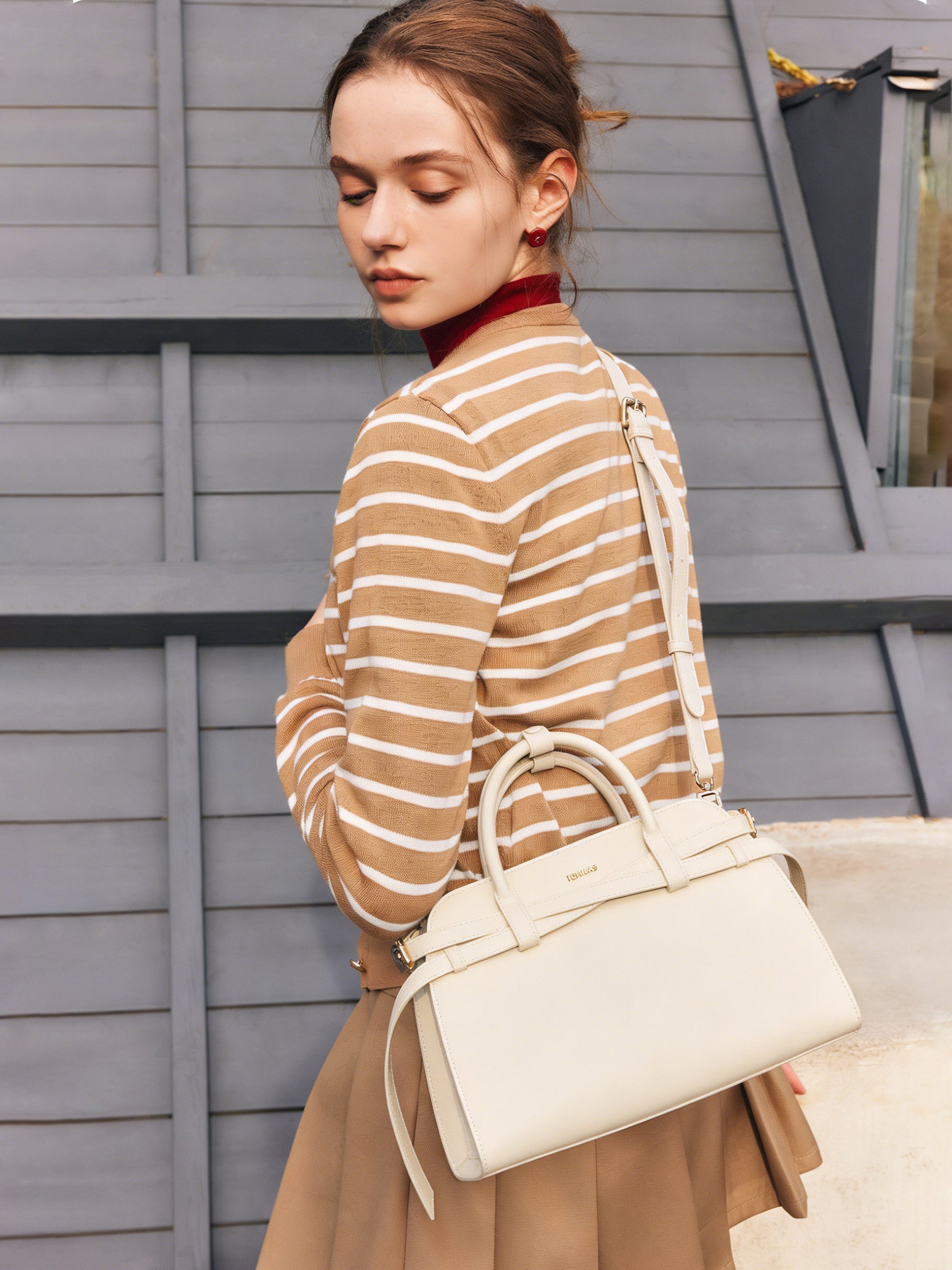 Large Genuine Leather Kelly Bag