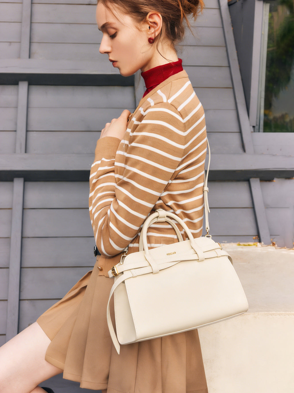 Large Genuine Leather Kelly Bag