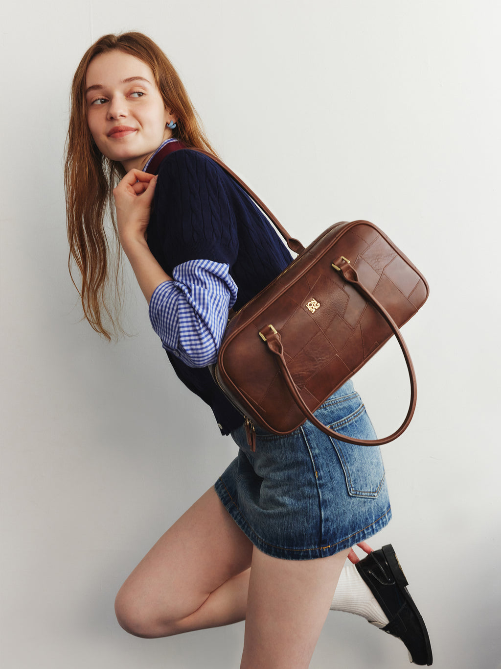 Retro Patchwork Boston Bag