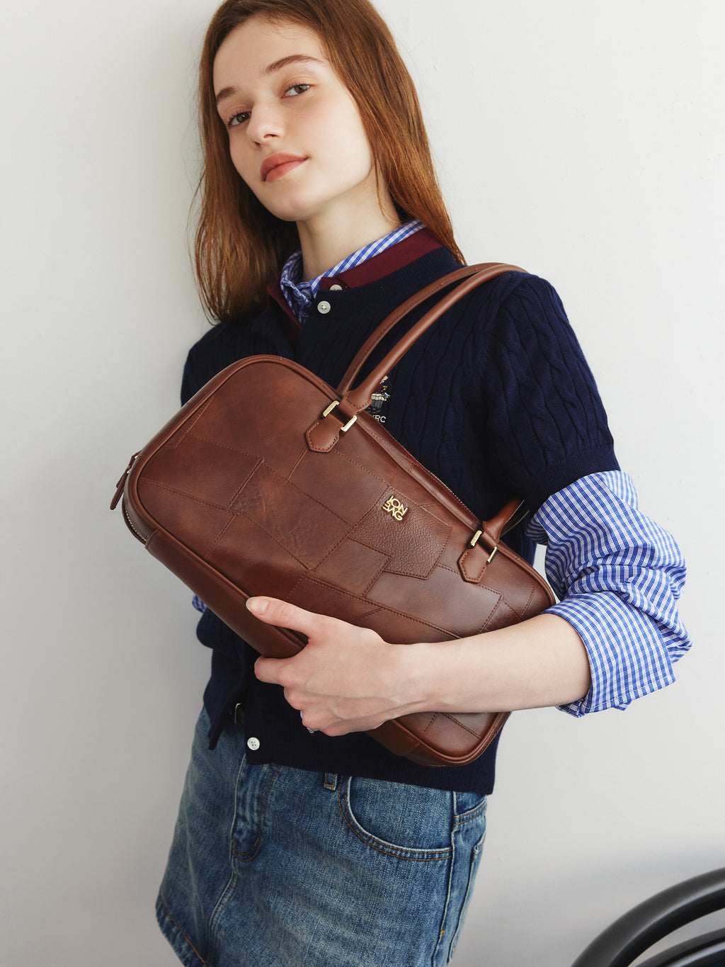 Retro Patchwork Boston Bag