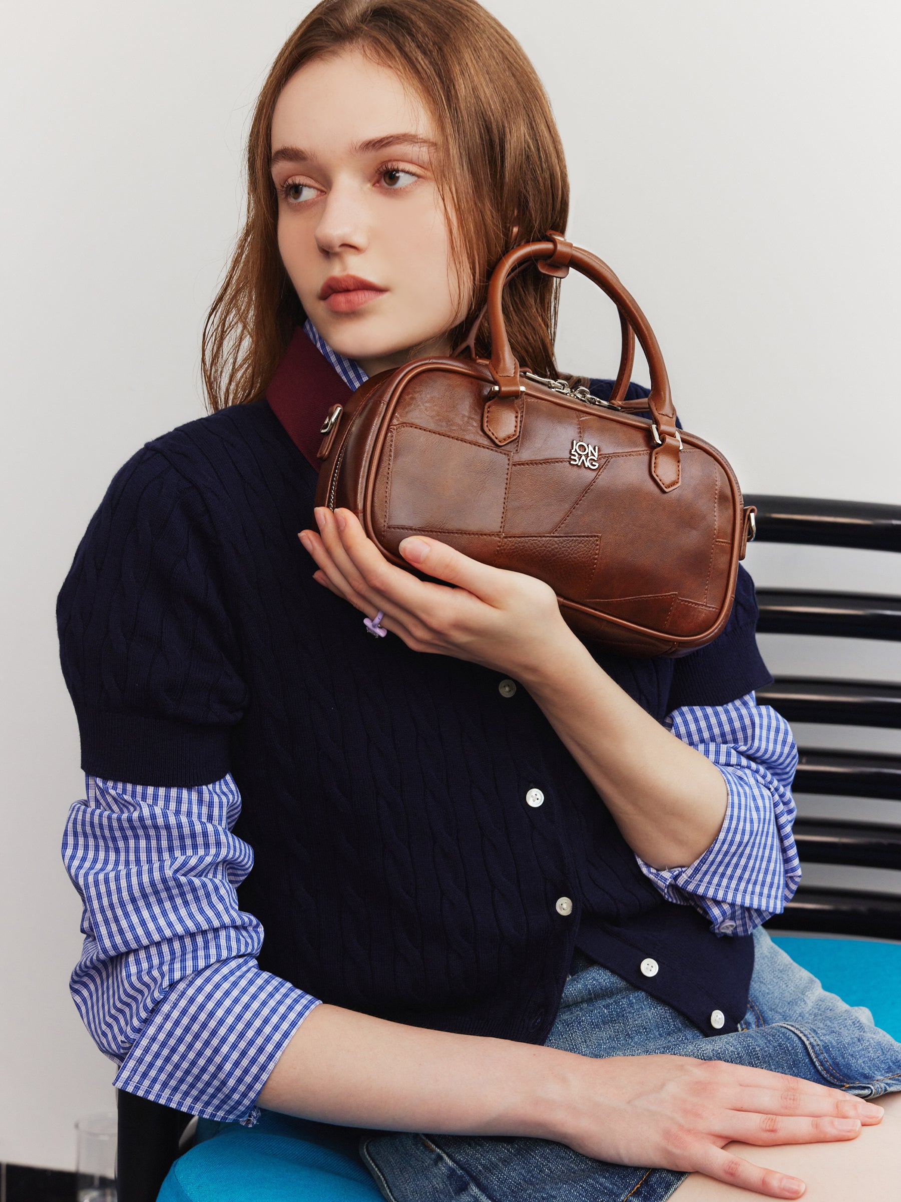 Small Vintage Patchwork Boston Bag
