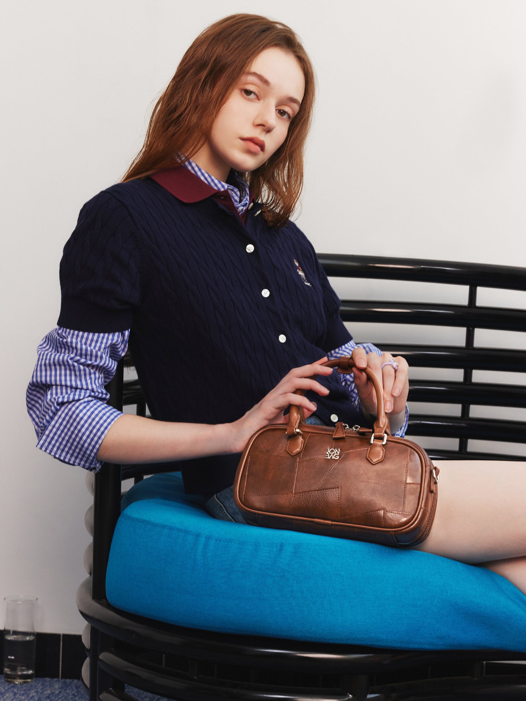 Small Vintage Patchwork Boston Bag