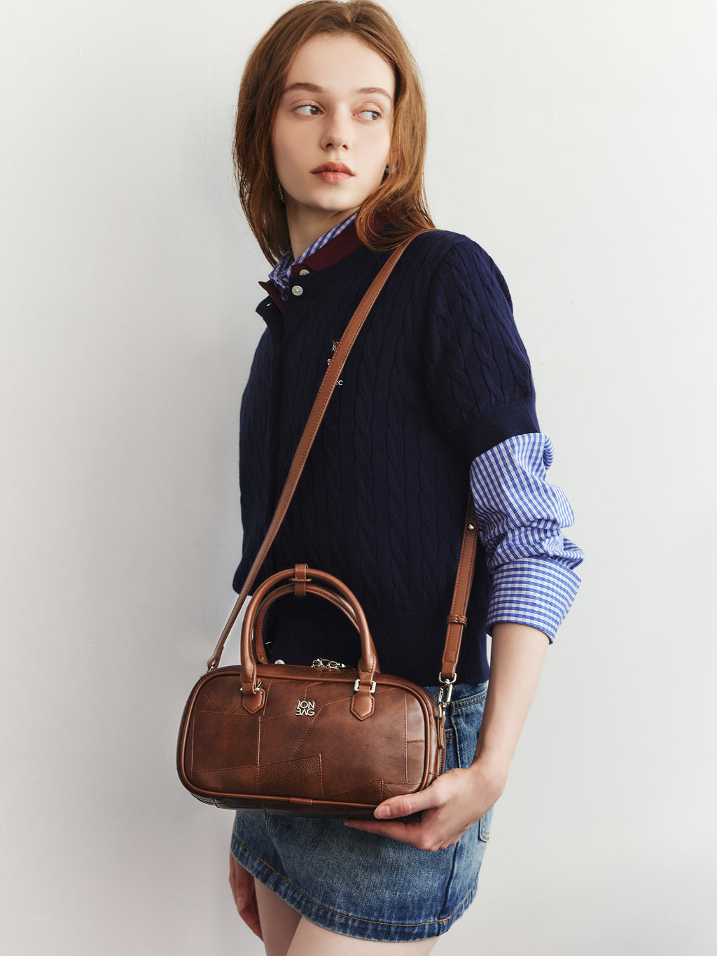 Small Vintage Patchwork Boston Bag