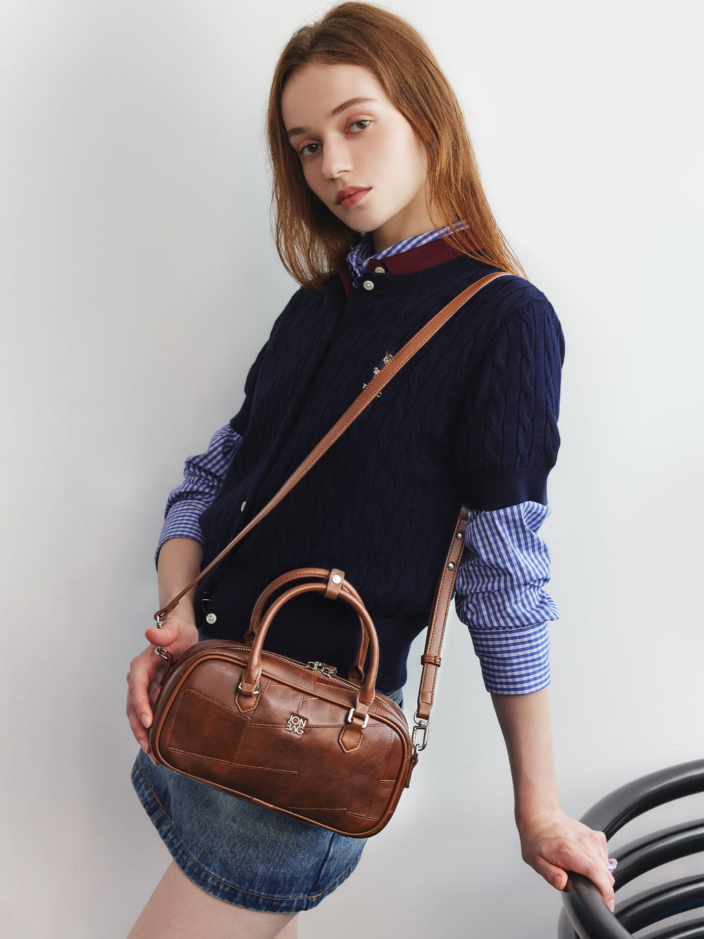 Small Vintage Patchwork Boston Bag