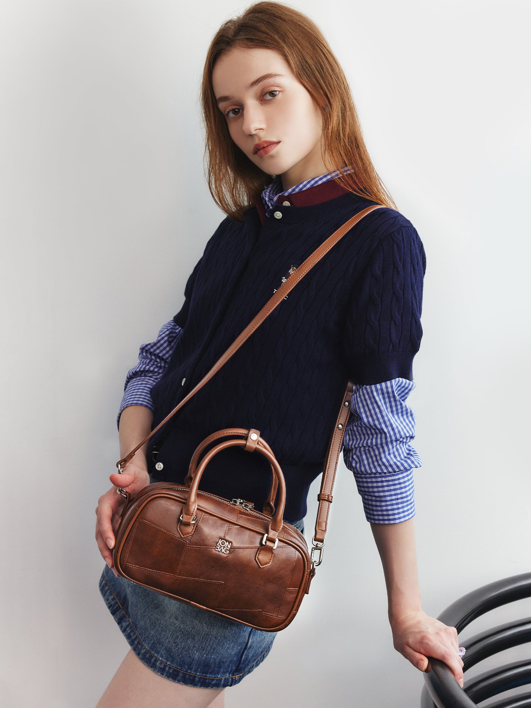 Small Vintage Patchwork Boston Bag