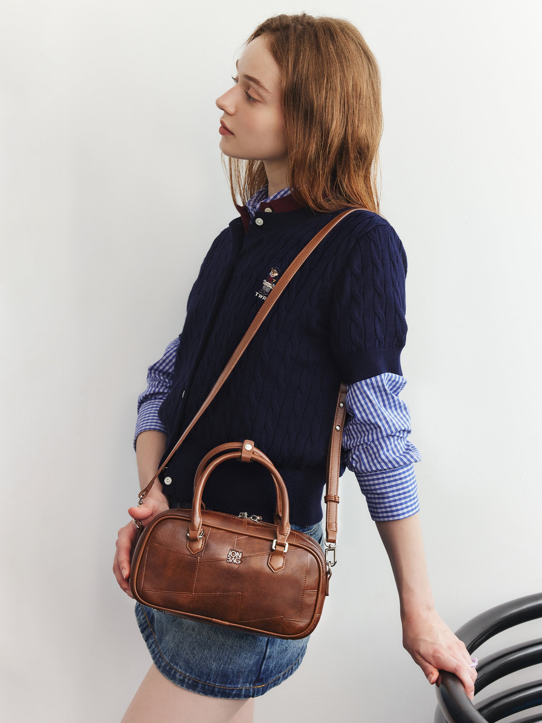 Small Vintage Patchwork Boston Bag